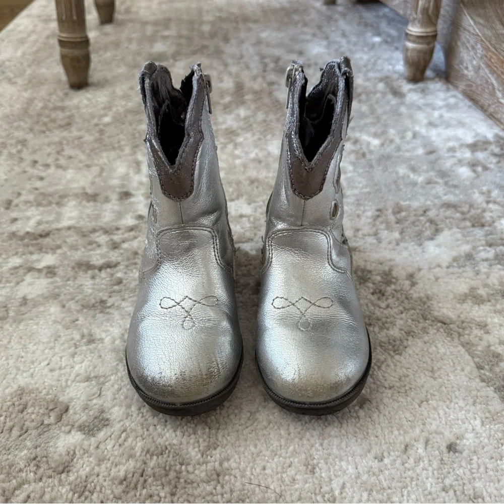Zara Silver Cowboy Boots
